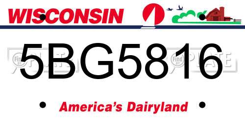 5BG5816 Wisconsin License Plate