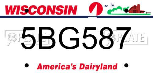 5BG587 Wisconsin License Plate