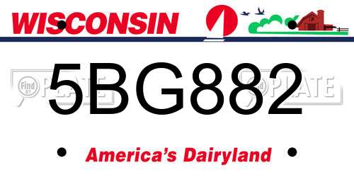 5BG882 Wisconsin License Plate