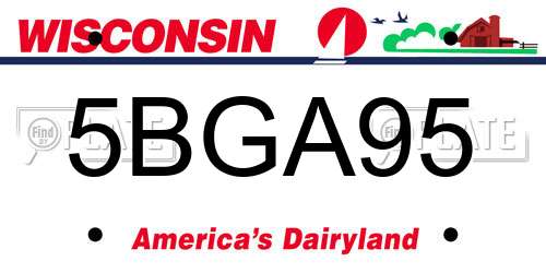 5BGA95 Wisconsin License Plate