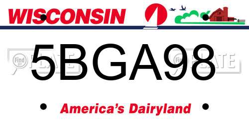 5BGA98 Wisconsin License Plate