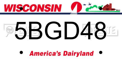5BGD48 Wisconsin License Plate