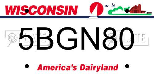5BGN80 Wisconsin License Plate