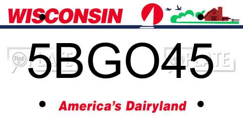 5BGO45 Wisconsin License Plate
