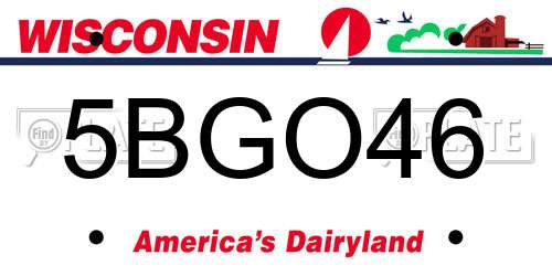 5BGO46 Wisconsin License Plate