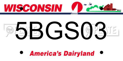 5BGS03 Wisconsin License Plate