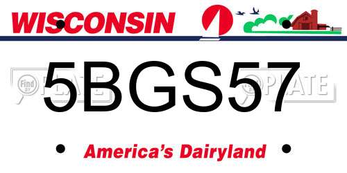 5BGS57 Wisconsin License Plate