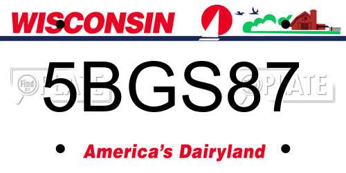 5BGS87 Wisconsin License Plate