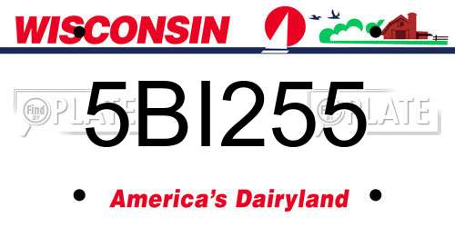 5BI255 Wisconsin License Plate