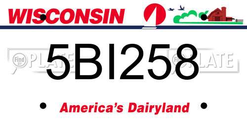 5BI258 Wisconsin License Plate