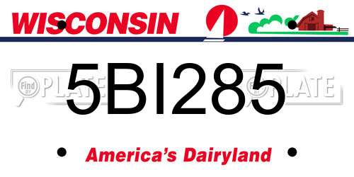 5BI285 Wisconsin License Plate