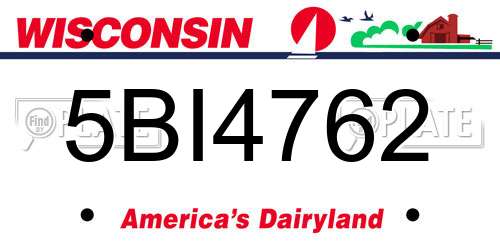5BI4762 Wisconsin License Plate