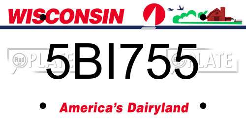 5BI755 Wisconsin License Plate