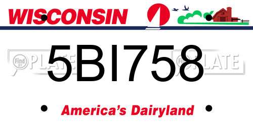 5BI758 Wisconsin License Plate