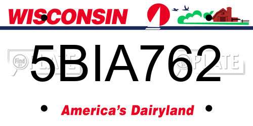 5BIA762 Wisconsin License Plate