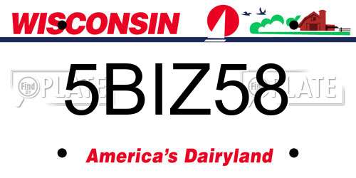 5BIZ58 Wisconsin License Plate