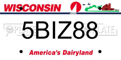5BIZ88 Wisconsin License Plate