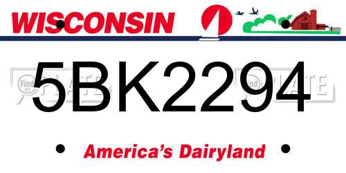 5BK2294 Wisconsin License Plate