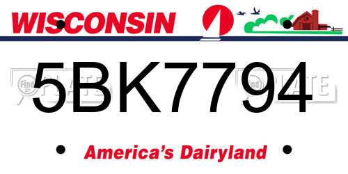 5BK7794 Wisconsin License Plate