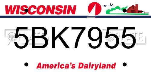 5BK7955 Wisconsin License Plate