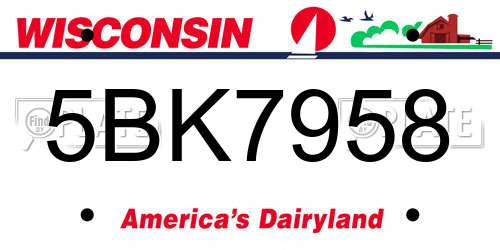 5BK7958 Wisconsin License Plate