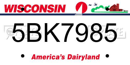 5BK7985 Wisconsin License Plate