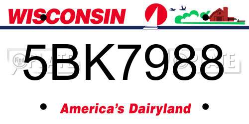 5BK7988 Wisconsin License Plate