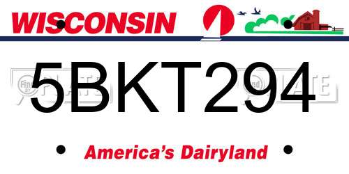 5BKT294 Wisconsin License Plate