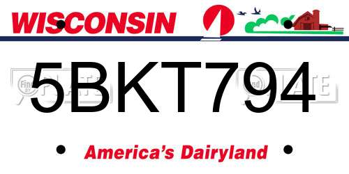 5BKT794 Wisconsin License Plate
