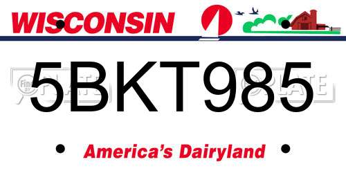 5BKT985 Wisconsin License Plate