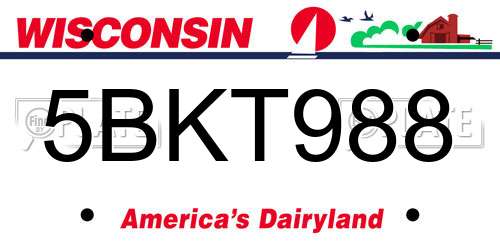 5BKT988 Wisconsin License Plate