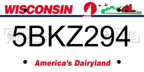 5BKZ294 Wisconsin License Plate