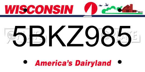 5BKZ985 Wisconsin License Plate
