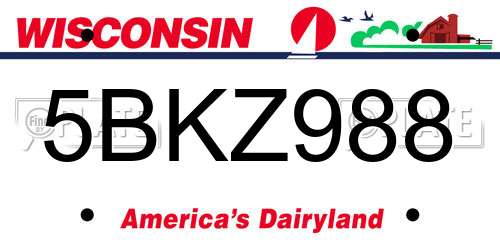 5BKZ988 Wisconsin License Plate