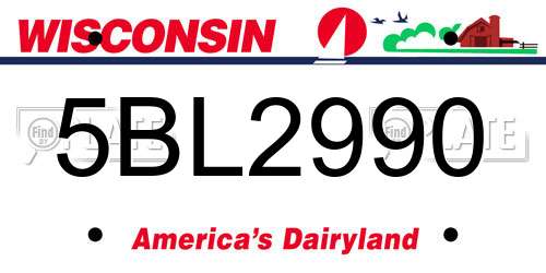 5BL2990 Wisconsin License Plate