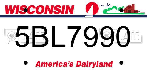 5BL7990 Wisconsin License Plate