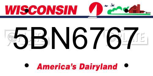 5BN6767 Wisconsin License Plate