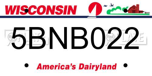 5BNB022 Wisconsin License Plate