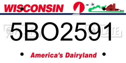 5BO2591 Wisconsin License Plate