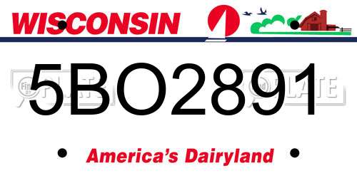 5BO2891 Wisconsin License Plate