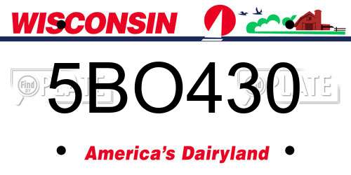 5BO430 Wisconsin License Plate
