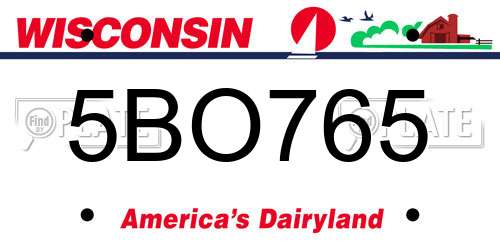5BO765 Wisconsin License Plate