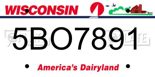 5BO7891 Wisconsin License Plate