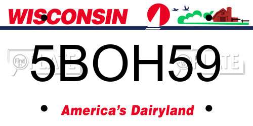 5BOH59 Wisconsin License Plate