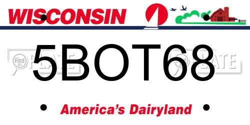 5BOT68 Wisconsin License Plate
