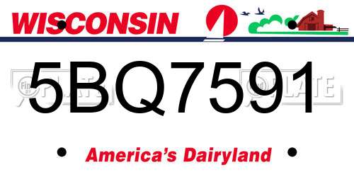 5BQ7591 Wisconsin License Plate