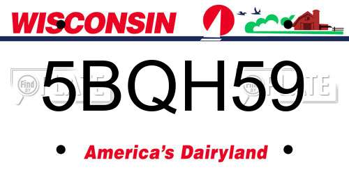 5BQH59 Wisconsin License Plate