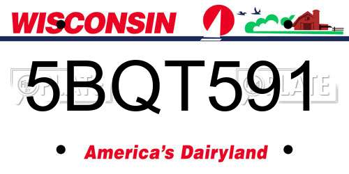 5BQT591 Wisconsin License Plate