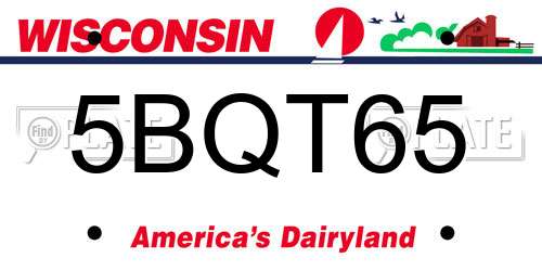 5BQT65 Wisconsin License Plate