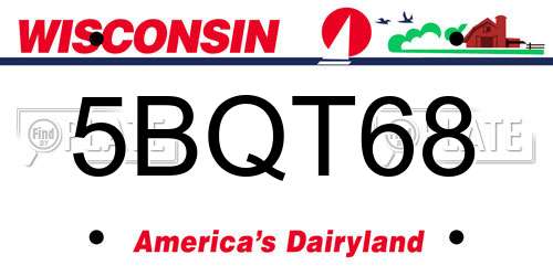 5BQT68 Wisconsin License Plate